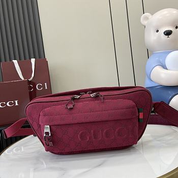 Fortok Gucci GG Crossbody Bag Burgundy 802096 34x15x10cm