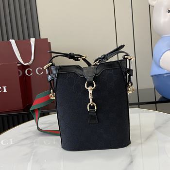 Fortok Gucci Mini Bucket Shoulder Bag Black 782919 16x19.5x5.5cm