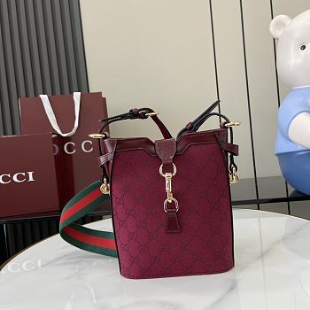 Fortok Gucci Mini Bucket Shoulder Bag Burgundy 782919 16x19.5x5.5cm