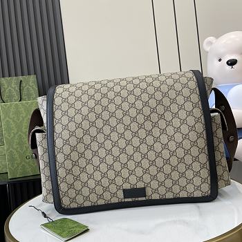Fortok Gucci Medium Diaper Bag Beige & Black Supreme Canvas 495909 44x28x14cm