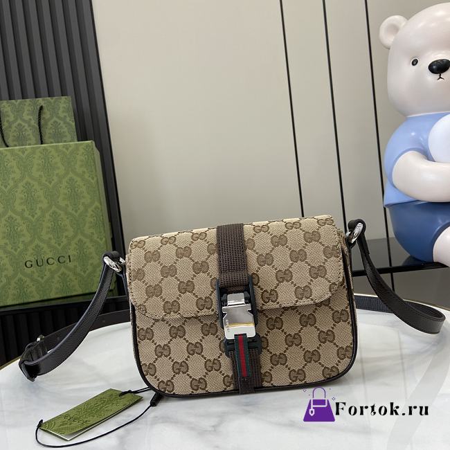 Fortok Gucci GG Mini Crossbody Bag Beige & Ebony Original GG Canvas 802100 20x14x6.5cm - 1
