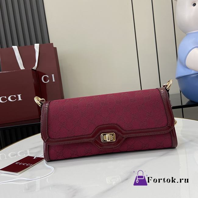 Fortok Gucci Luce Small Shoulder Bag Red 786027 12.5x 27.5x6.5cm - 1