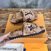 Fortok Louis Vuitton Fur Slippers Brown - 6