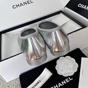 Fortok Chanel Silver Ballerinas Ballet Flat Shoes - 6