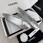 Fortok Chanel Silver Ballerinas Ballet Flat Shoes - 5
