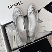 Fortok Chanel Silver Ballerinas Ballet Flat Shoes - 4