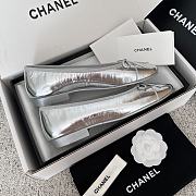 Fortok Chanel Silver Ballerinas Ballet Flat Shoes - 2