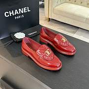 Fortok Chanel Red Quilted Leather Classic Loafers - 1