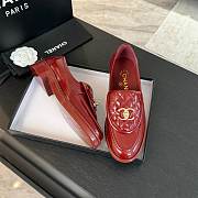Fortok Chanel Red Quilted Leather Classic Loafers - 3