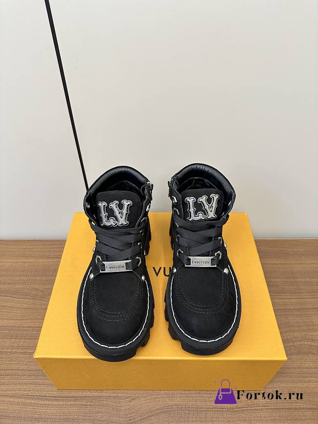 Fortok Louis Vuitton Checker Ankle Boots Black - 1