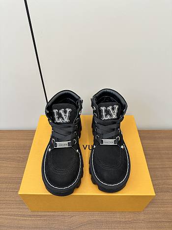 Fortok Louis Vuitton Checker Ankle Boots Black
