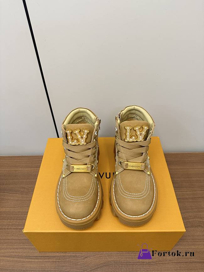 Fortok Louis Vuitton Checker Ankle Boots Beige - 1