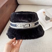 Fortok Dior D-Bobby Cannage Small Brim Bucket Hat Deep Blue Shearling - 1