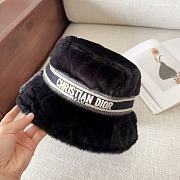Fortok Dior D-Bobby Cannage Small Brim Bucket Hat Deep Blue Shearling - 6