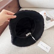 Fortok Dior D-Bobby Cannage Small Brim Bucket Hat Deep Blue Shearling - 5