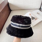Fortok Dior D-Bobby Cannage Small Brim Bucket Hat Deep Blue Shearling - 3