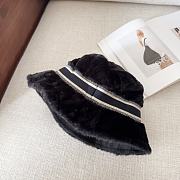 Fortok Dior D-Bobby Cannage Small Brim Bucket Hat Deep Blue Shearling - 2