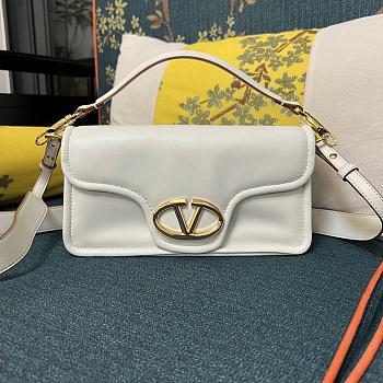 Fortok Valentino Garavani VLogo 1960 Nappa Leather Shoulder Bag White 26x13x9cm
