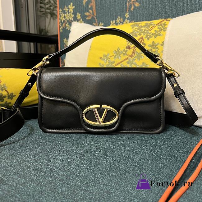 Fortok Valentino Garavani VLogo 1960 Nappa Leather Shoulder Bag Black 26x13x9cm  - 1