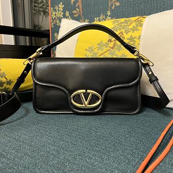 Fortok Valentino Garavani VLogo 1960 Nappa Leather Shoulder Bag Black 26x13x9cm 