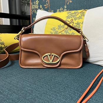 Fortok Valentino Garavani VLogo 1960 Nappa Leather Shoulder Bag Brown 26x13x9cm 