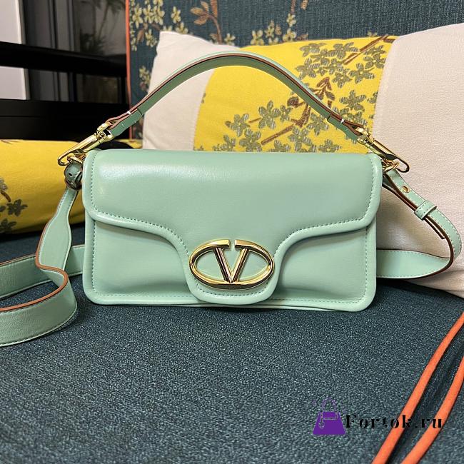 Fortok Valentino Garavani VLogo 1960 Nappa Leather Shoulder Bag Light Green 26x13x9cm  - 1