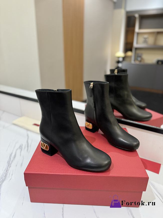Fortok Valentino Heritage Ankle Boot 60mm In Black Calfskin Leather - 1