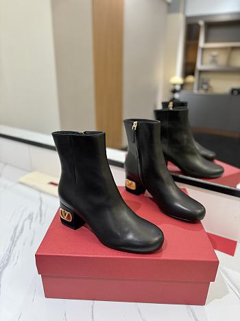Fortok Valentino Heritage Ankle Boot 60mm In Black Calfskin Leather