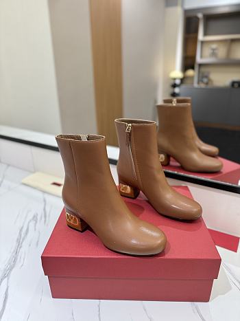 Fortok Valentino Heritage Ankle Boot 60mm In Brown Calfskin Leather