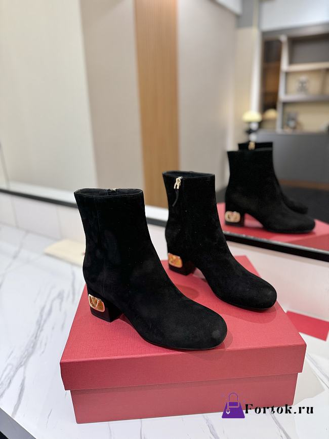 Fortok Valentino Heritage Ankle Boot 60mm In Black Suede Leather - 1