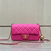 Fortok Chanel Flap Bag With Ball On Strap Pink 20x13x7cm - 1