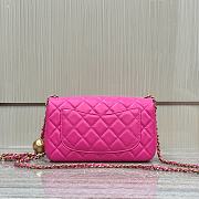 Fortok Chanel Flap Bag With Ball On Strap Pink 20x13x7cm - 6