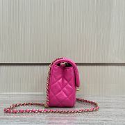 Fortok Chanel Flap Bag With Ball On Strap Pink 20x13x7cm - 5