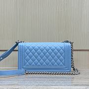 Fortok Chanel Leboy Grained Leather Gold-tone Metal Bag in Blue 25x15x9cm  - 6