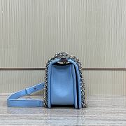 Fortok Chanel Leboy Grained Leather Gold-tone Metal Bag in Blue 25x15x9cm  - 5