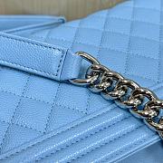 Fortok Chanel Leboy Grained Leather Gold-tone Metal Bag in Blue 25x15x9cm  - 4
