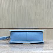 Fortok Chanel Leboy Grained Leather Gold-tone Metal Bag in Blue 25x15x9cm  - 2