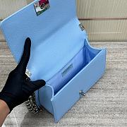 Fortok Chanel Leboy Grained Leather Gold-tone Metal Bag in Blue 25x15x9cm  - 3