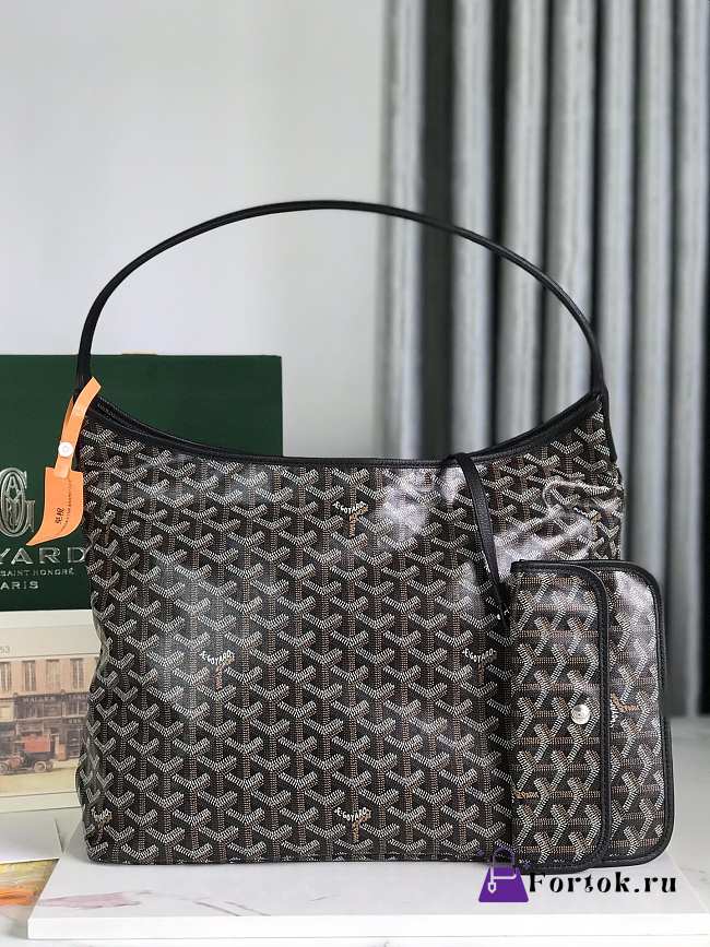 Fortok Goyard Hobo Bohème Hobo Bag Black 42×27×15cm - 1