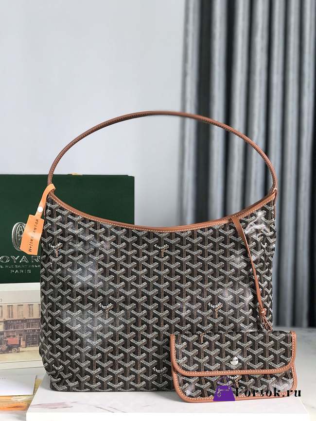 Fortok Goyard Hobo Bohème Hobo Bag Black & Brown 42×27×15cm - 1