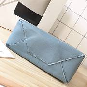 Fortok Celine White Small Bicolor Vertical Cabas Blue 23×10×27cm - 3