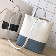Fortok Celine White Small Bicolor Vertical Cabas Blue 23×10×27cm - 4