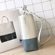Fortok Celine White Small Bicolor Vertical Cabas Blue 23×10×27cm - 6