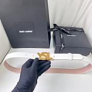 Fortok Saint Laurent Double-sided Calfskin Belt White Gold / Silver Buckle - 1
