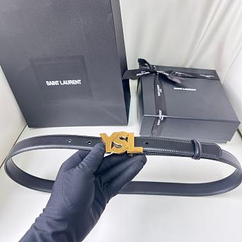 Fortok Saint Laurent Calfskin Belt Black Gold / Silver Buckle