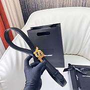 Fortok Saint Laurent Calfskin Belt Black Gold / Silver Buckle - 3