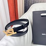 Fortok Saint Laurent Calfskin Belt Black Gold / Silver Buckle - 5