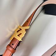 Fortok Saint Laurent Double-sided Calfskin Belt Brown Gold Buckle - 5