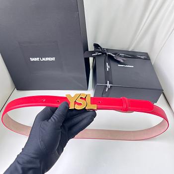 Fortok Saint Laurent Double-sided Calfskin Belt Red Gold Buckle