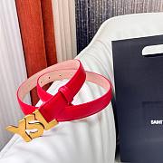 Fortok Saint Laurent Double-sided Calfskin Belt Red Gold Buckle - 3